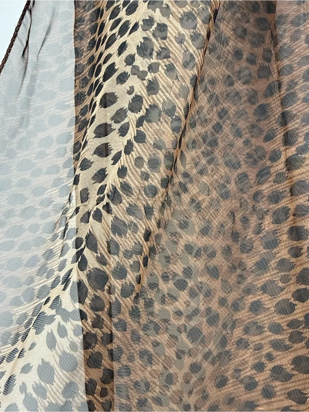 Unbranded Cheetah Print Black & Brown Scarf Accessory Flowy Animal Print